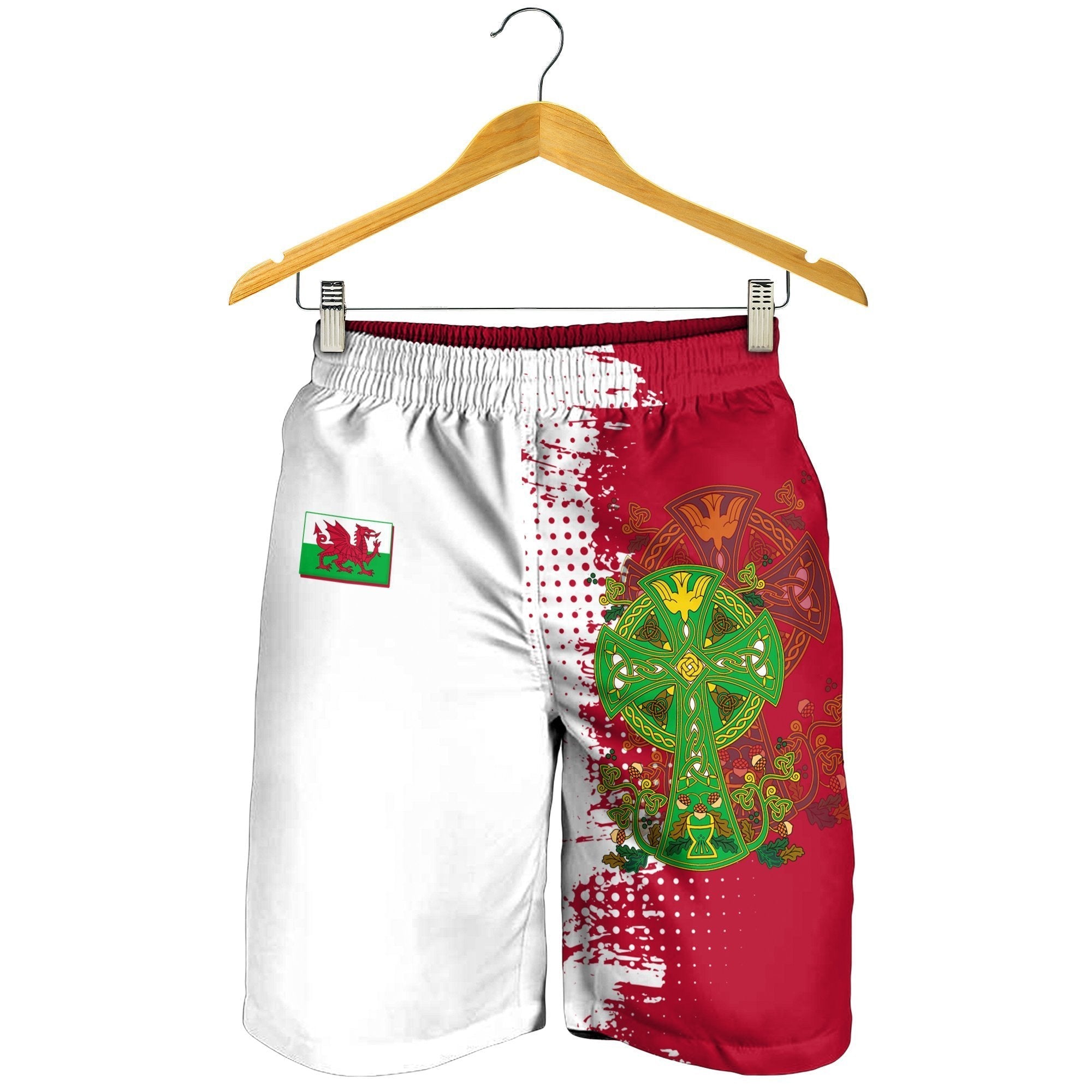 Wales Celtic Shorts Men - Wales Celtic Cross - Vibe Hoodie Shop