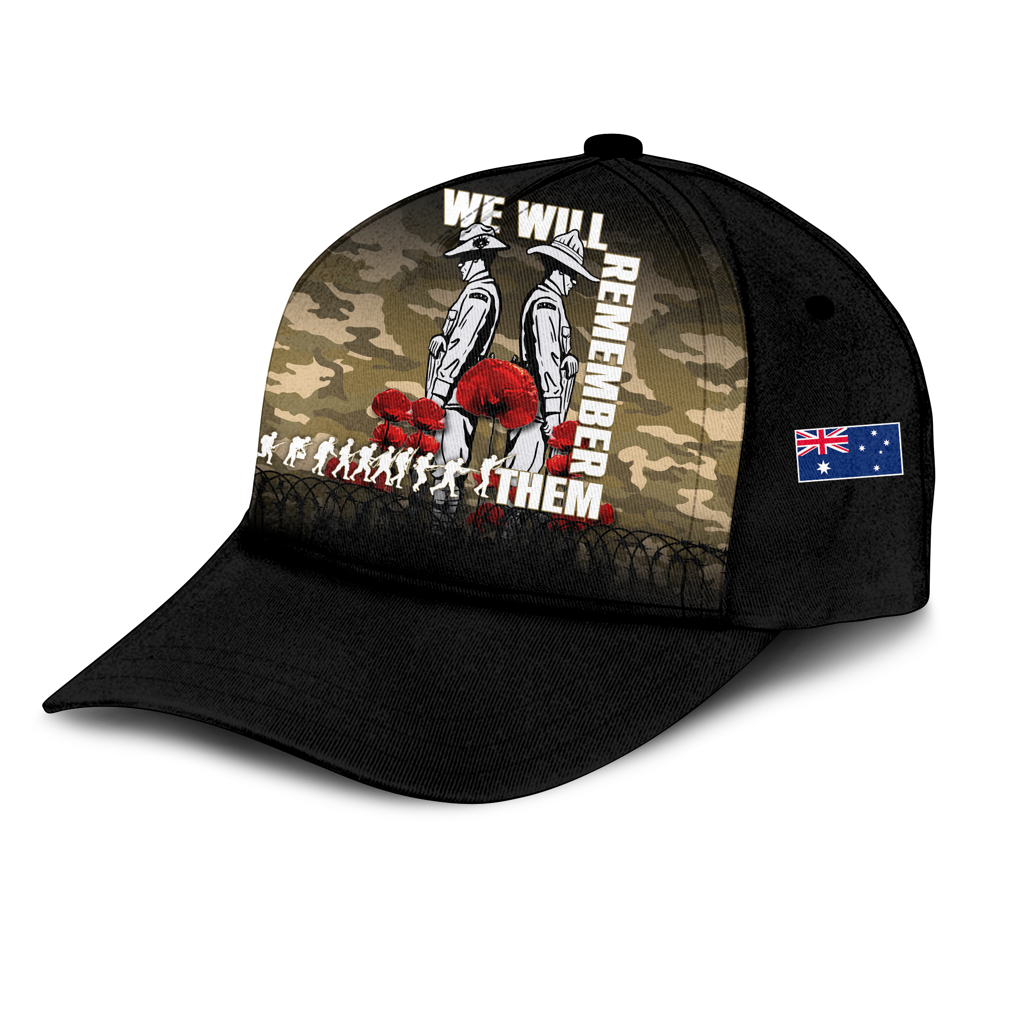 Australia ANZAC 2022 Caps Camouflage With Poppy - - Vibe Hoodie Shop