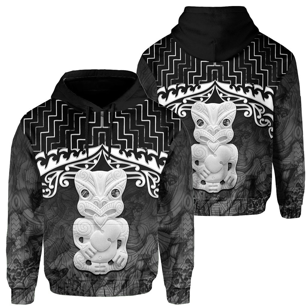 New Zealand Hoodie, Poutama Maori Hei Tiki Pullover Hoodie Black - Vibe Hoodie Shop