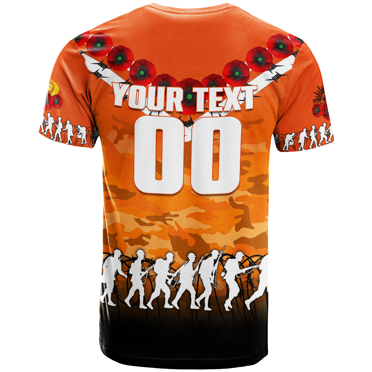 (Custom Personalised) Perth Scorchers ANZAC 2022 T shirt Camouflage With Poppy - - Vibe Hoodie Shop