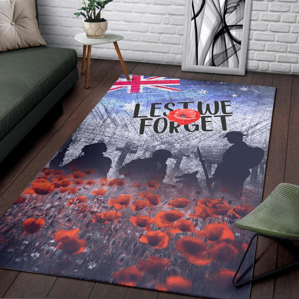 ANZAC Day Area Rug - Lest We Forget Vintage Poppies Ver.02 - - Vibe Hoodie Shop