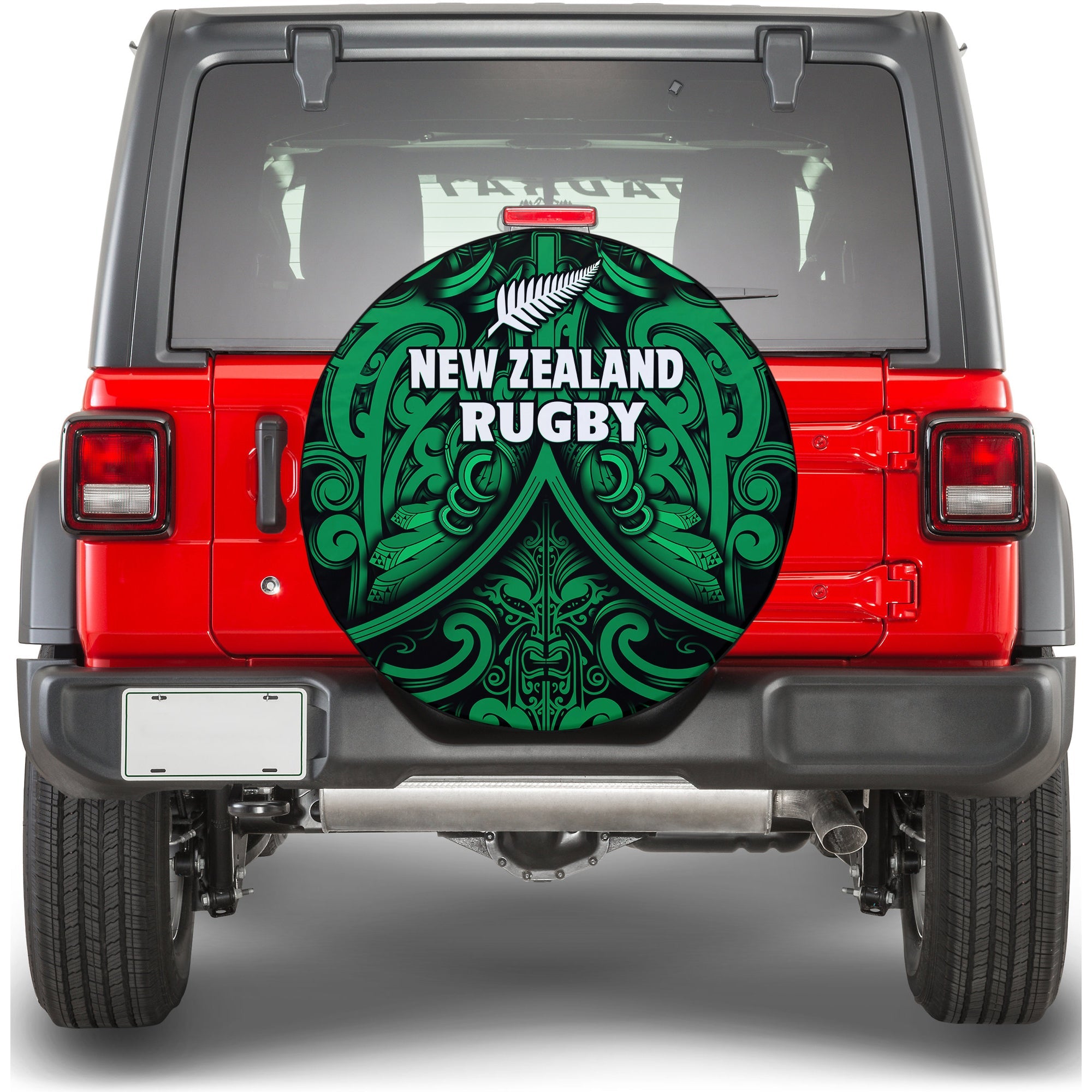 New Zealand Silver Fern Rugby Spare Tire Cover All Black Green NZ Maori Pattern - Vibe Hoodie Shop