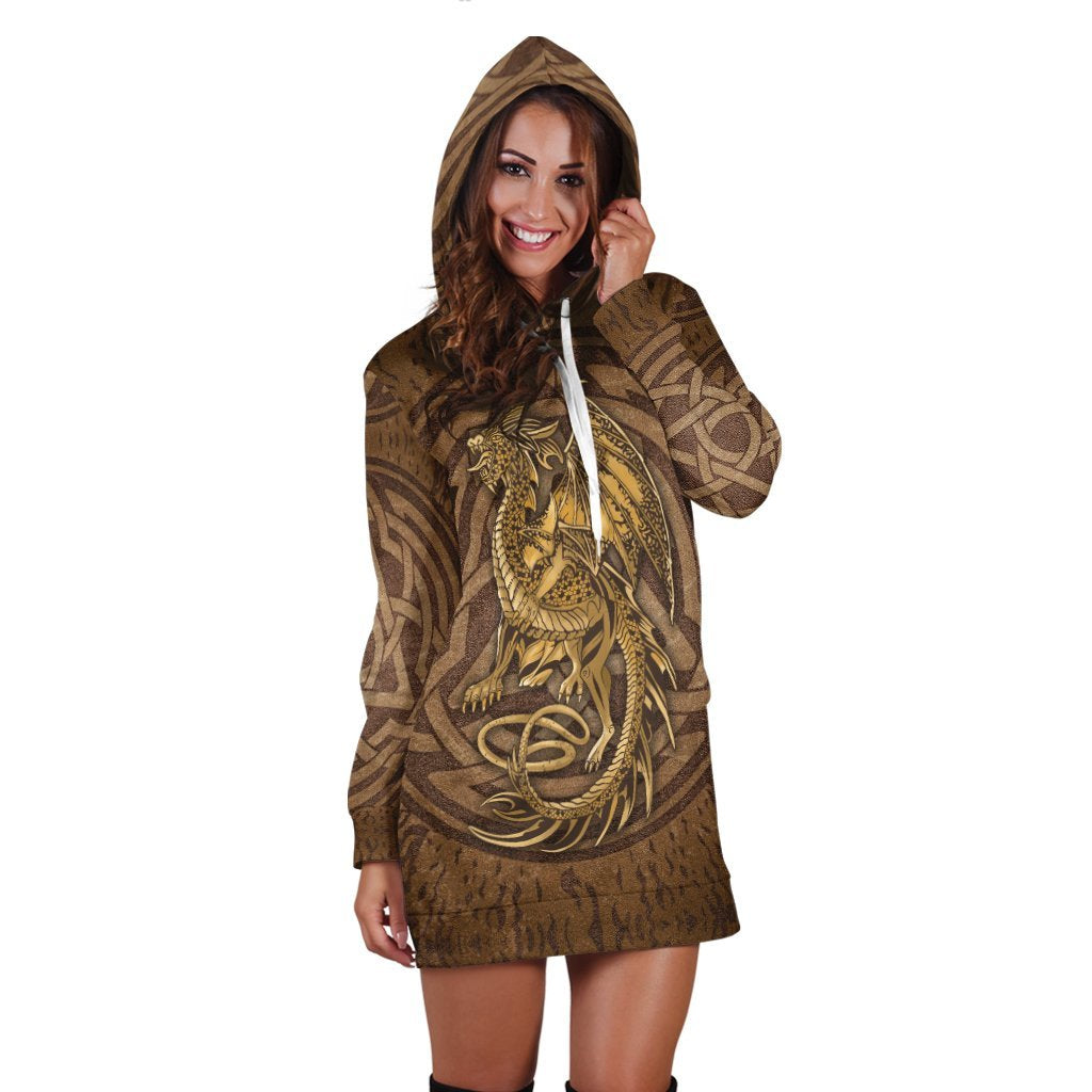 Celtic Vintage Dragon With Knot Hoodie Dress - Vibe Hoodie Shop