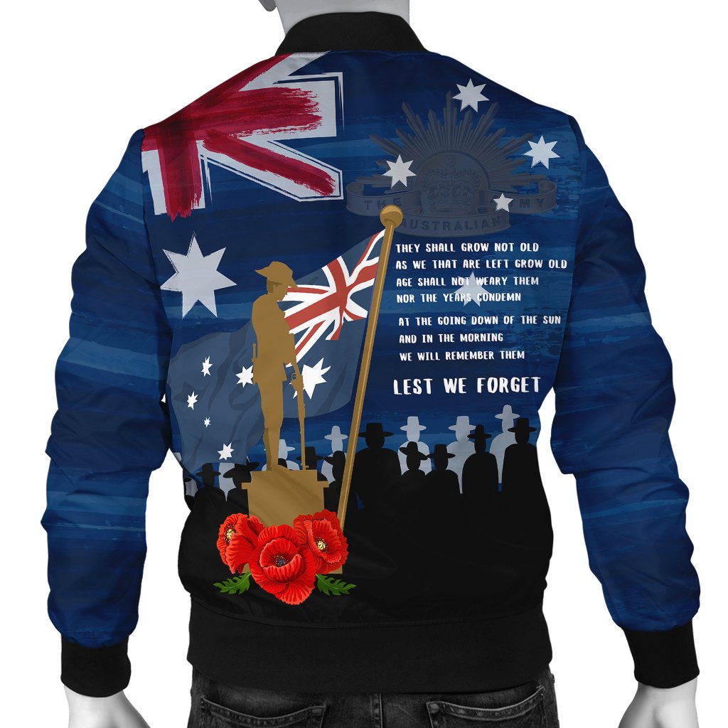 ANZAC Men's Bomber Jacket - Always Remember Australian ANZAC Day - Vibe Hoodie Shop