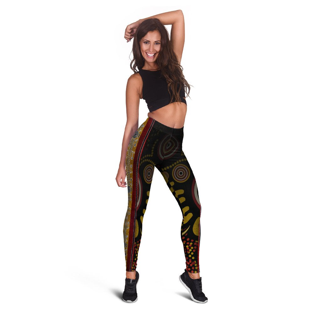 Leggings - Aboriginal Dot Panting Art Stripe Lines - Vibe Hoodie Shop