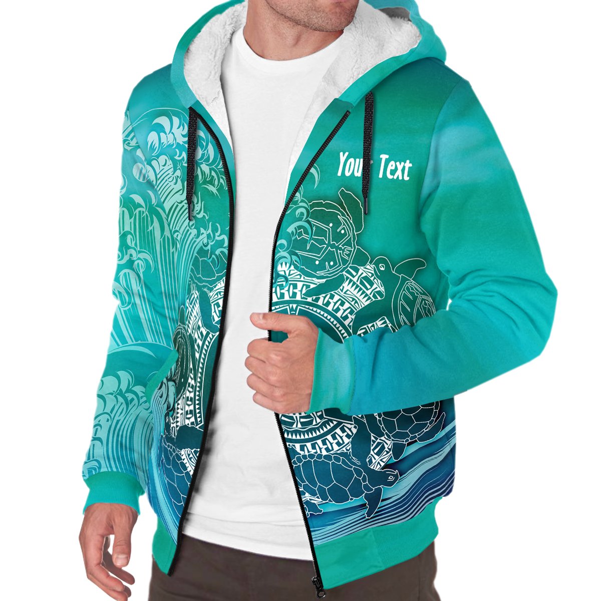 Custom Aboriginal Sherpa Hoodie, Torres Strait Islands in Wave - Vibe Hoodie Shop