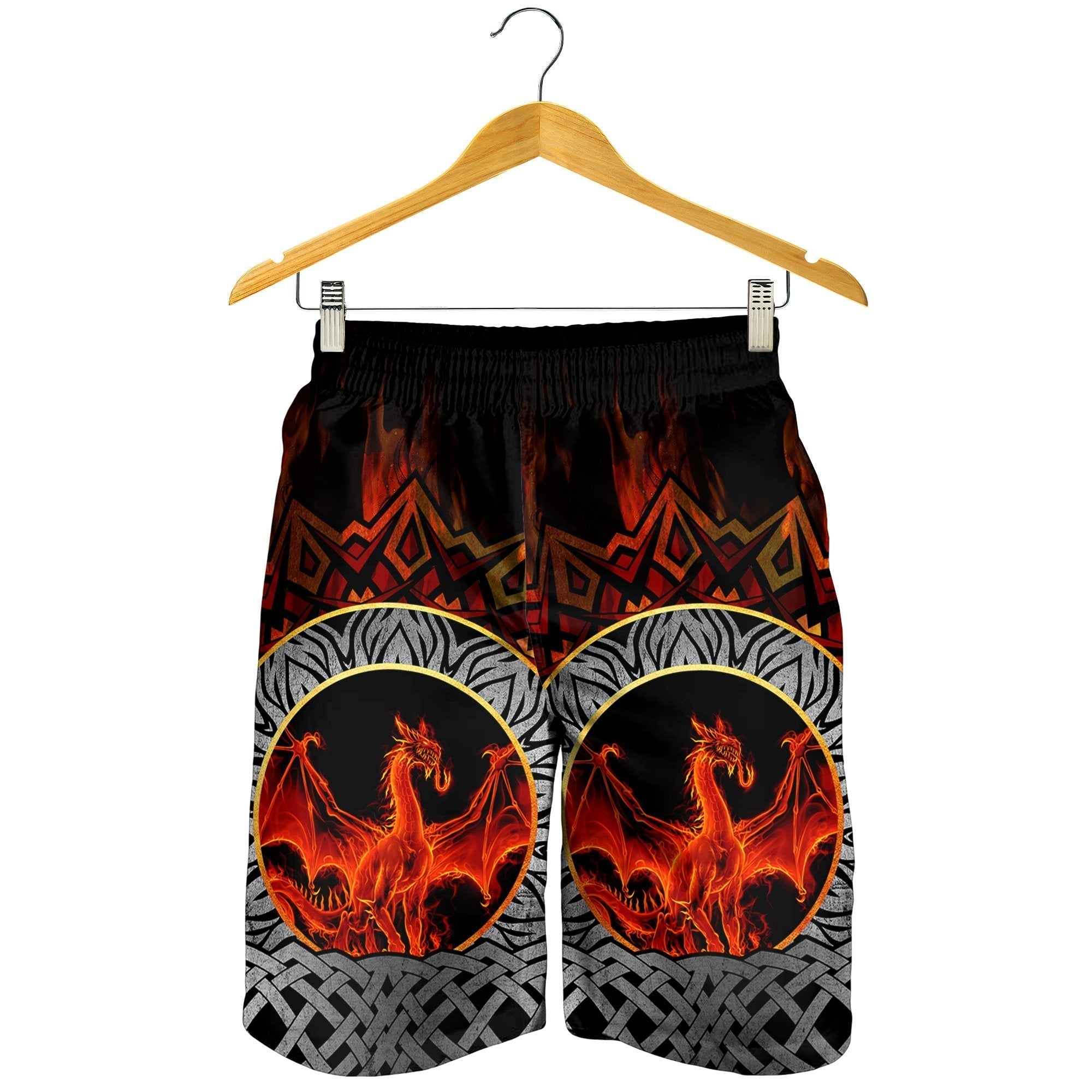 Celtic Dragon Men's Shorts - Fire Dragon - Vibe Hoodie Shop