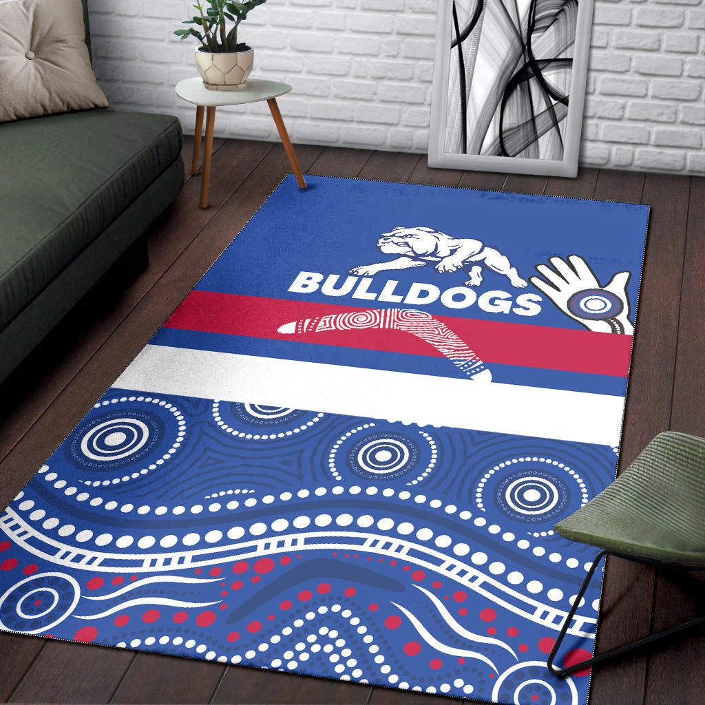 Western Bulldogs Area Rug - Aboriginal Dot Painting - - Vibe Hoodie Shop