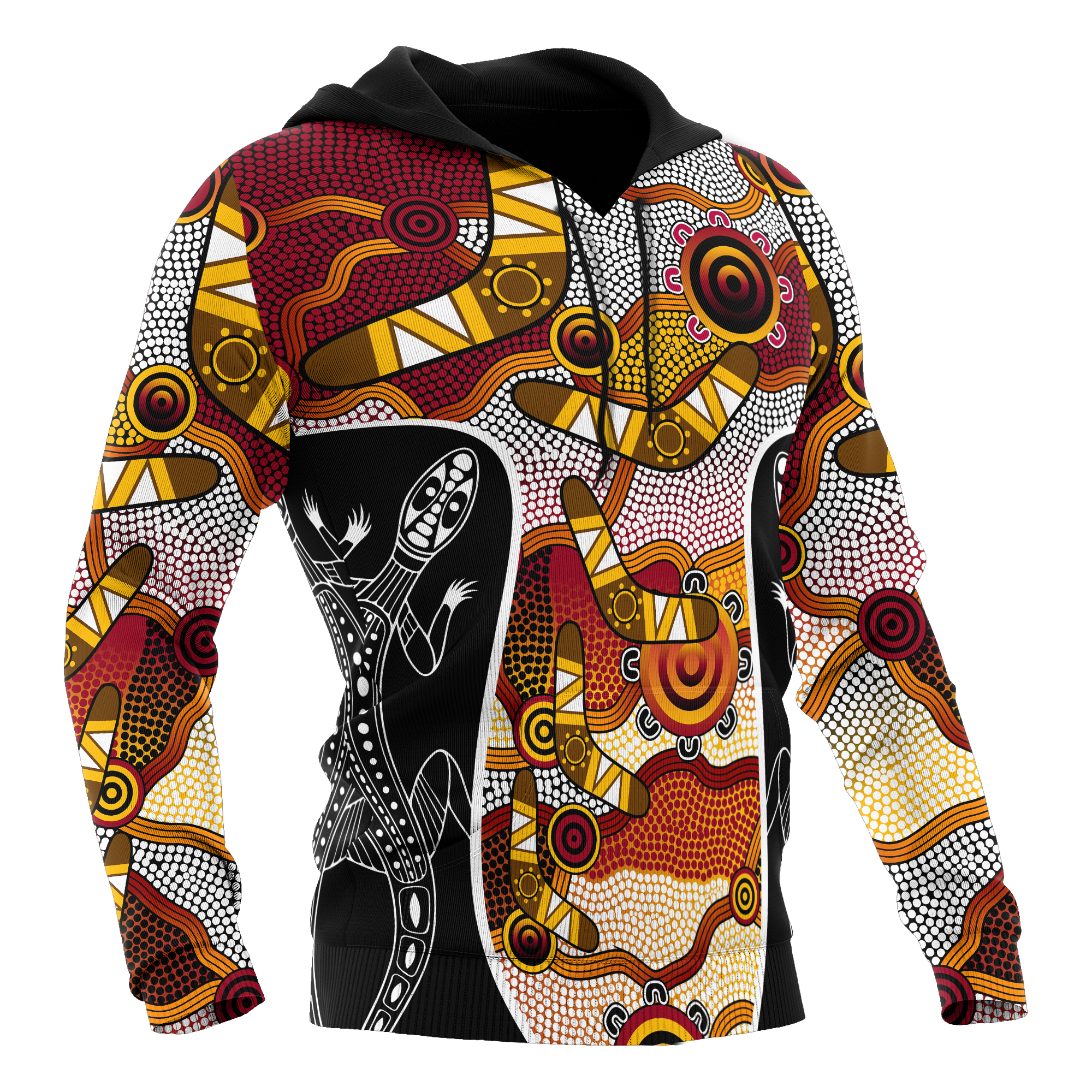 Aboriginal Hoodie, Boomerang Patterns Circle Dot Painting - Vibe Hoodie Shop