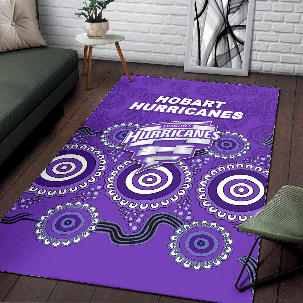 Hobart Hurricanes Aboriginal Cricket 2022 Area Rug - - Vibe Hoodie Shop