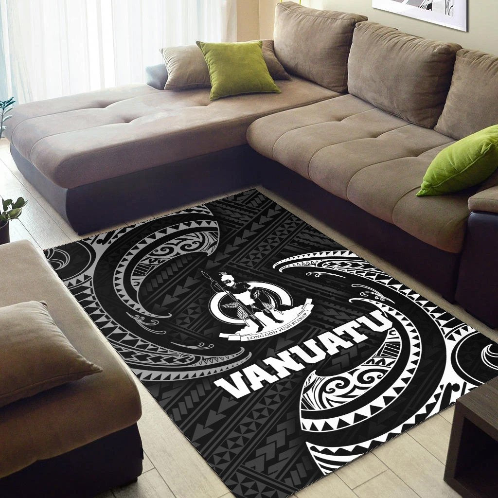 Vanuatu Polynesian Area Rug - White Tribal Wave - Vibe Hoodie Shop