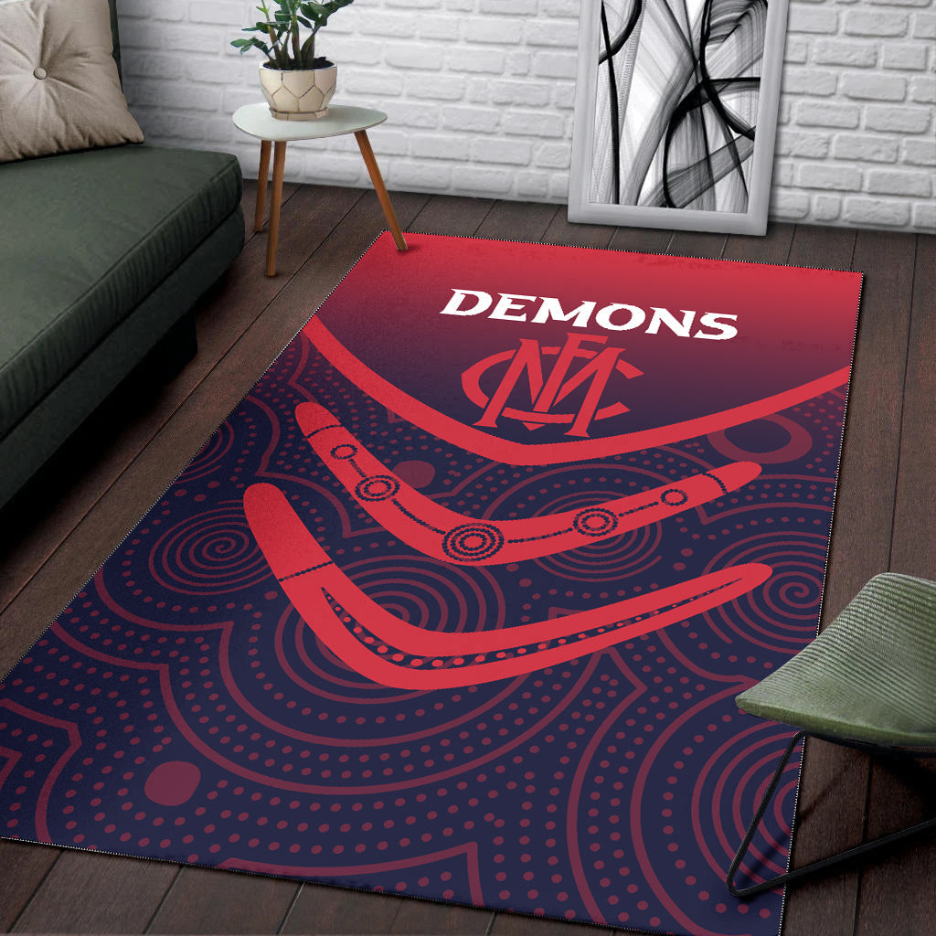 Melbourne Demons Area Rug - Aboriginal Dot Painting - - Vibe Hoodie Shop