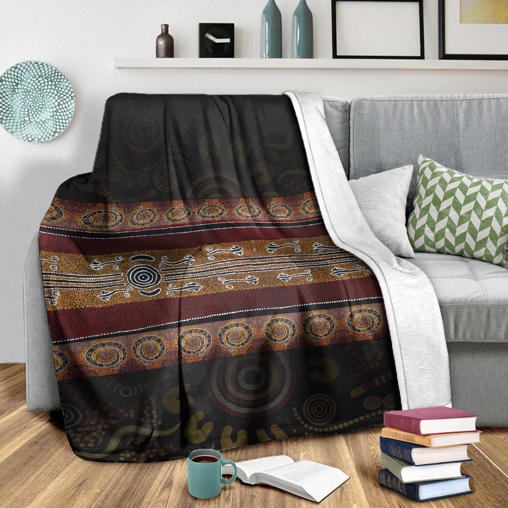 Blanket - Aboriginal Dot Panting Art Horizontal Lines - Vibe Hoodie Shop
