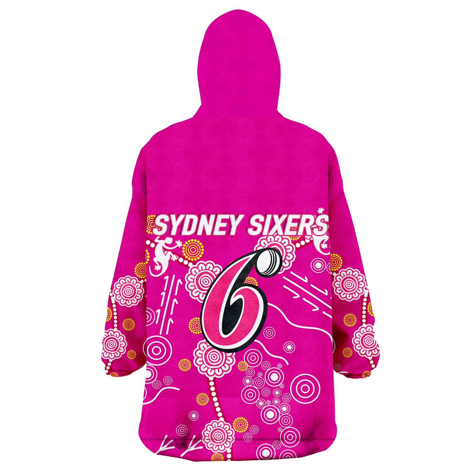 Sydney Sixers Aboriginal Art Cricket 2022 Wearable Blanket Hoodie - - Vibe Hoodie Shop