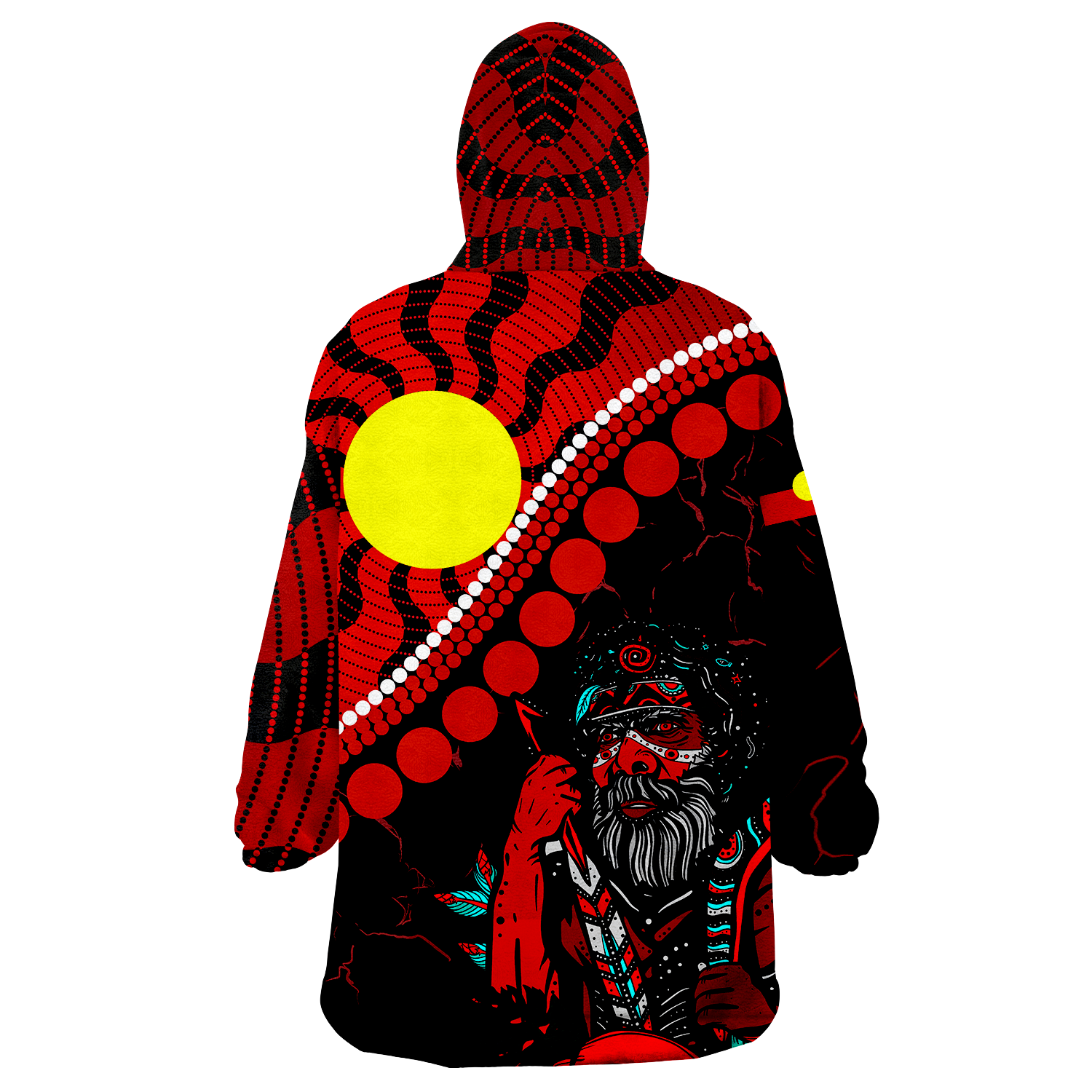 Aboriginal - Indigenous People And Sun Wearable Blanket Hoodie - - Vibe Hoodie Shop