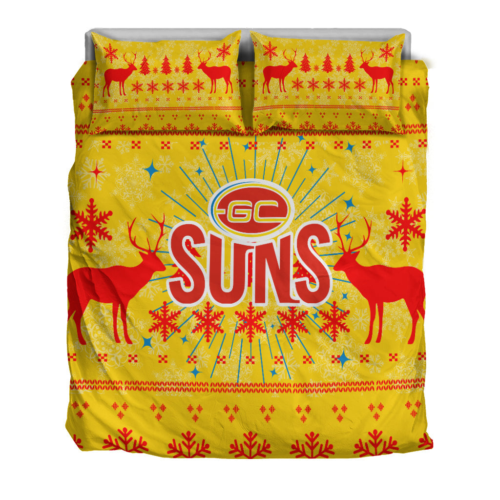Gold Coast Suns Bedding Set - Christmas Ugly Style - - Vibe Hoodie Shop