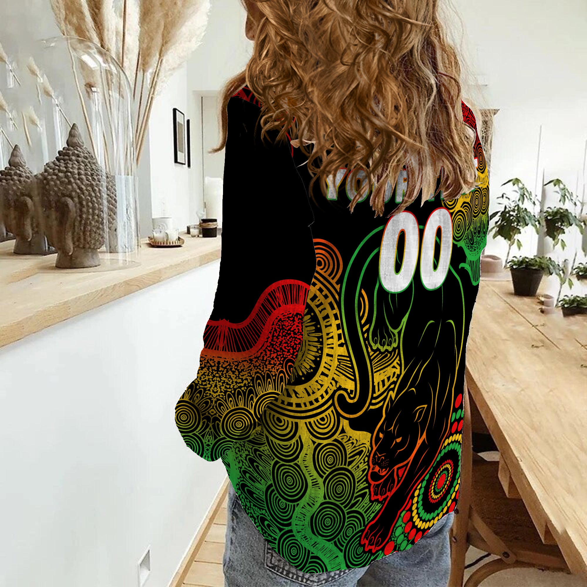 (Custom Personalised) Panthers Rugby 2022 Aboriginal Art Black Women Casual Shirt - - Vibe Hoodie Shop