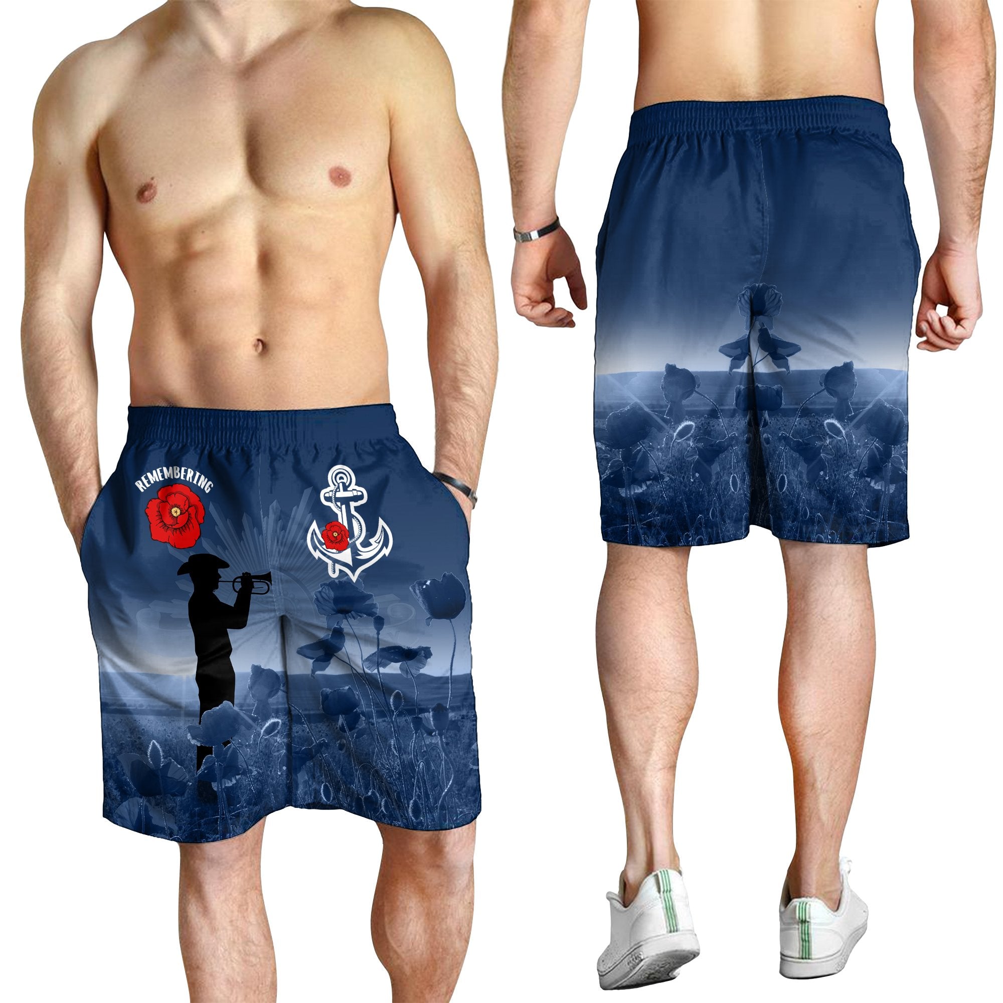 Australia Navy ANZAC Men's Shorts - Remembering Our Heroes - Vibe Hoodie Shop