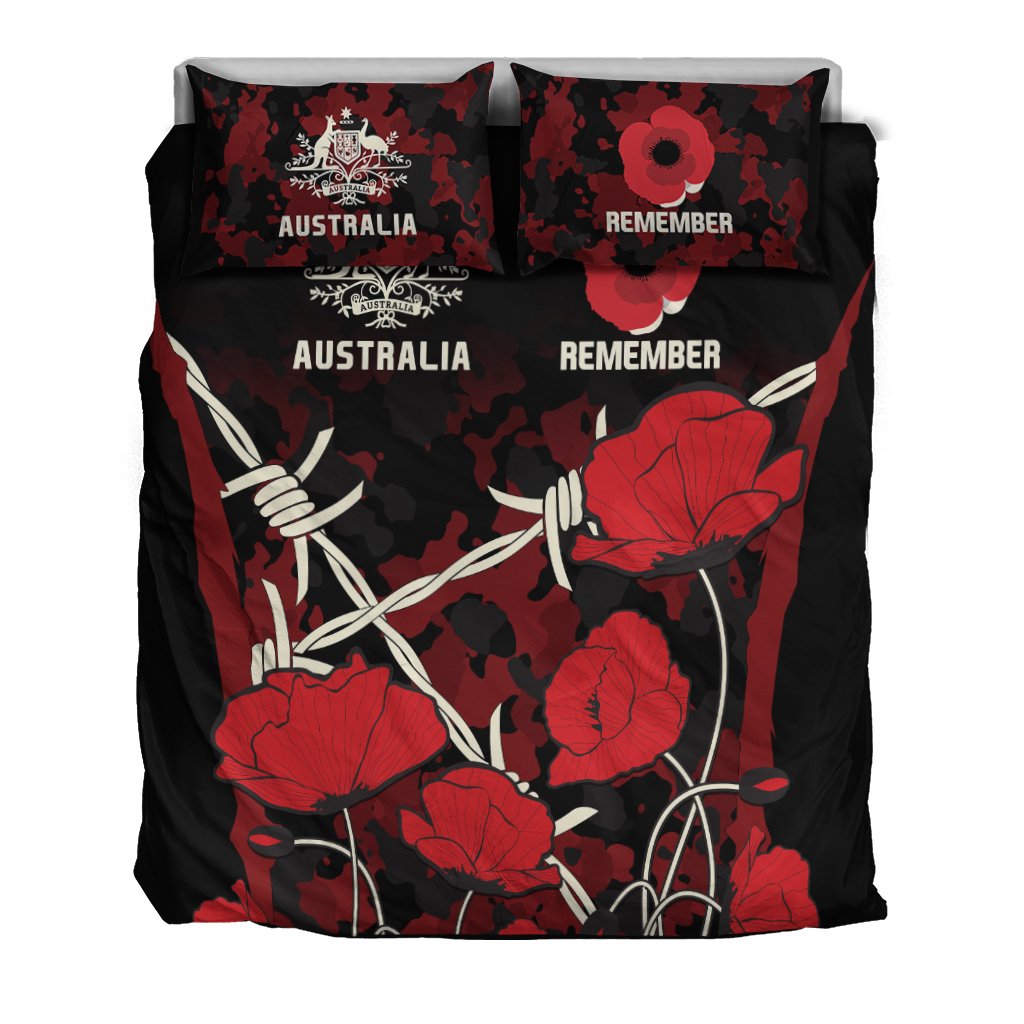 ANZAC Bedding Set - ANZAC with Remembrance Poppy Flower - Vibe Hoodie Shop