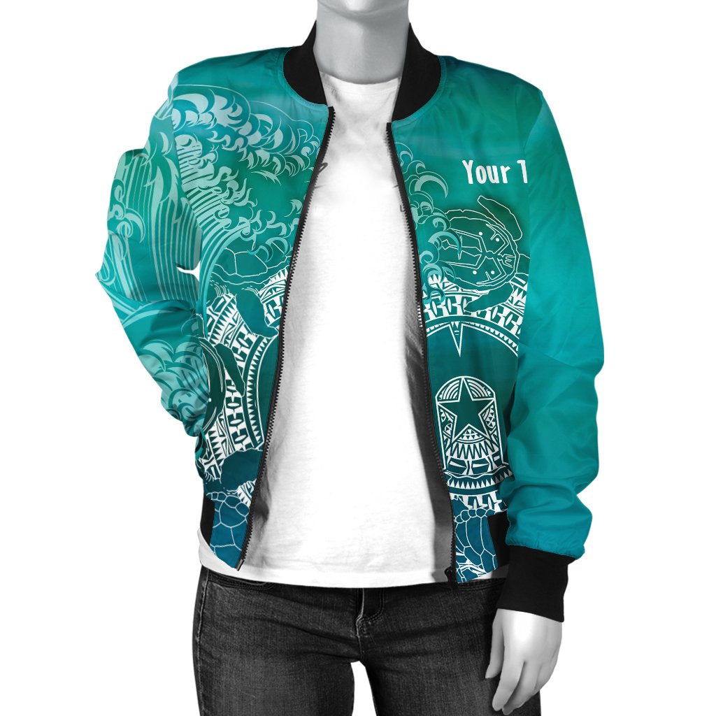 Custom Aboriginal Women's Bomber Jacket, Torres Strait Islands in Wave - Vibe Hoodie Shop