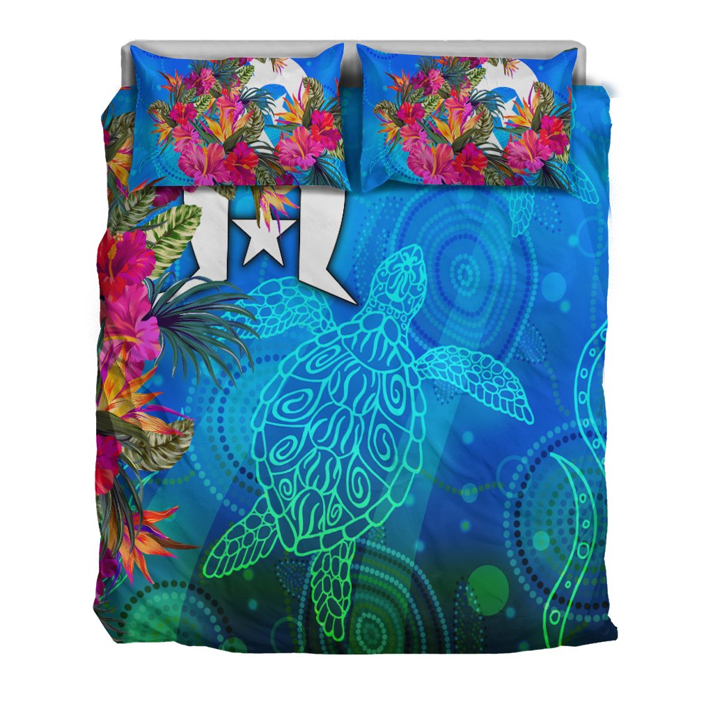 Bedding Set - Torres Strait Blue Sea With Hibiscus - Vibe Hoodie Shop