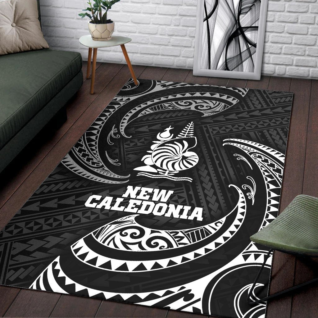 New Caledonia Polynesian Area Rug - White Tribal Wave - Vibe Hoodie Shop