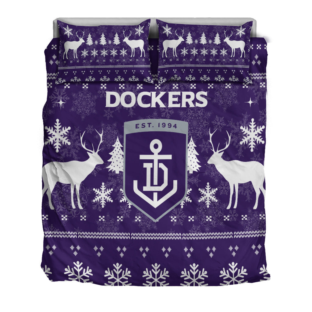 Fremantle Football Club Bedding Set - Christmas Ugly Style - - Vibe Hoodie Shop