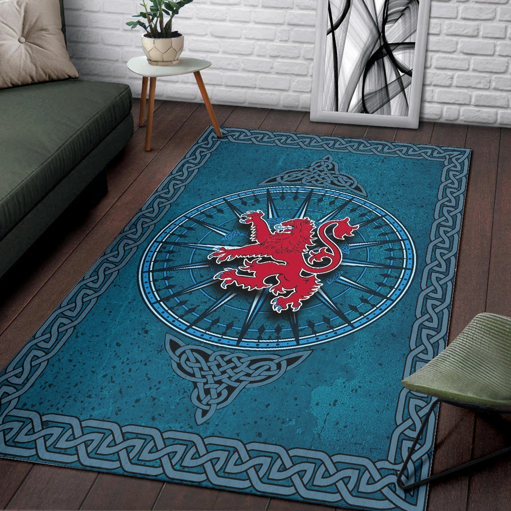 Scotland Celtic Area Rug - Celtic Compass With Scottish Lion - Vibe Hoodie Shop