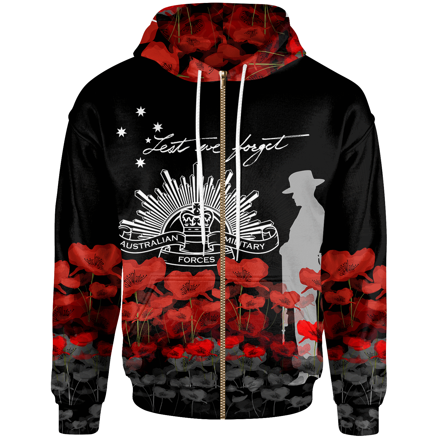 ANZAC Day Zip - Up Hoodie - Remember Them - Vibe Hoodie Shop