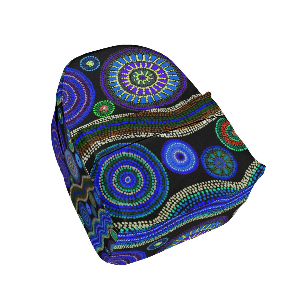 Back Pack - Aboriginal Dot Unique Style Blue - Vibe Hoodie Shop