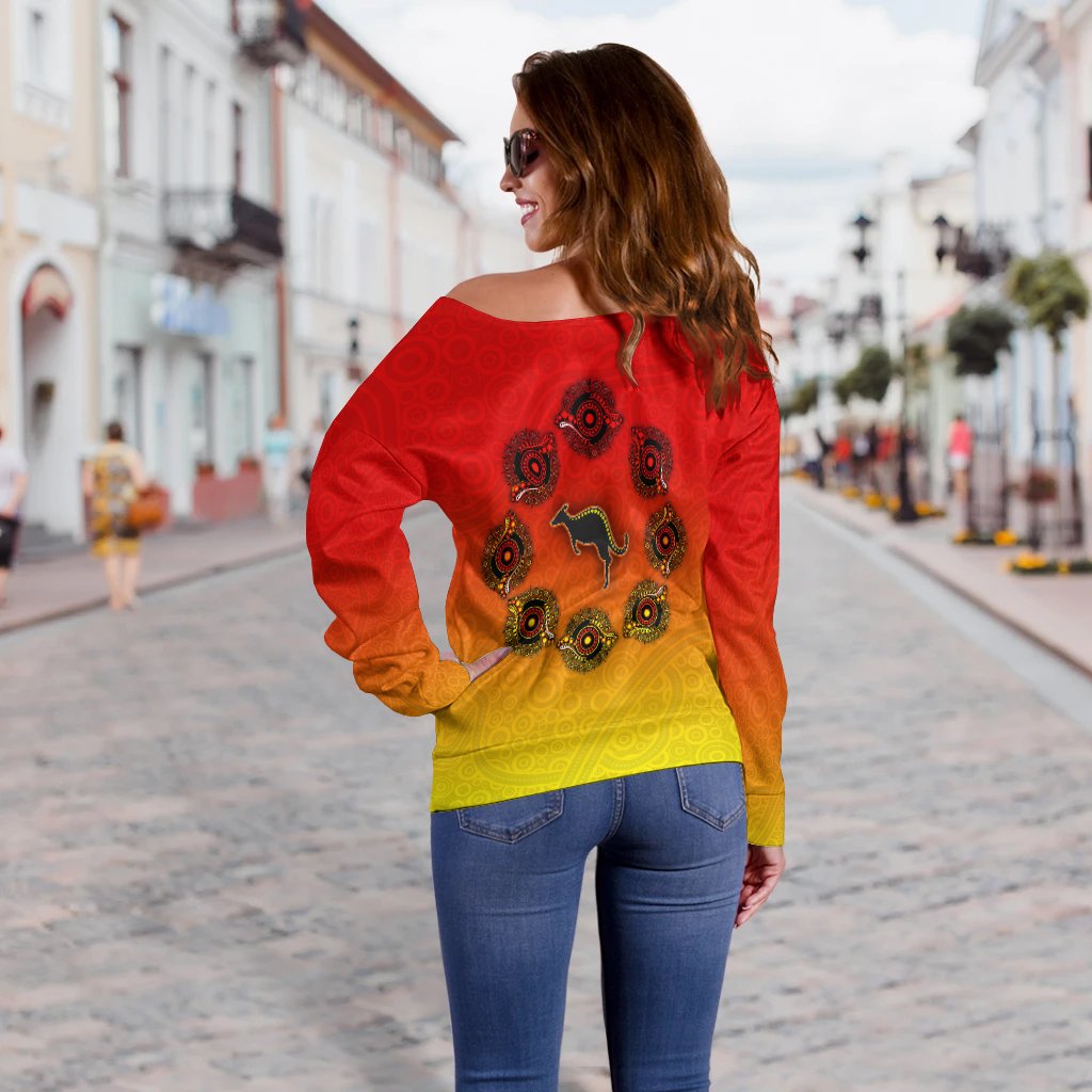 Aboriginal Women's Off Shoulder Sweater - Circle Pattern - Vibe Hoodie Shop