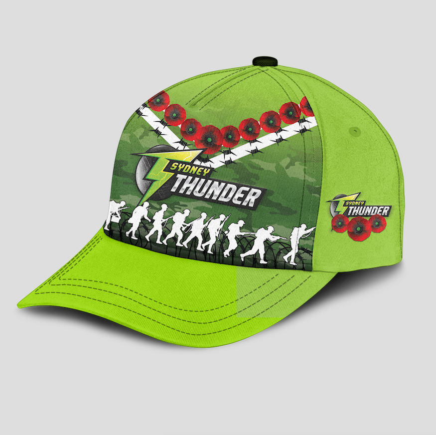 Sydney Thunder ANZAC 2022 Caps Camouflage With Poppy - - Vibe Hoodie Shop