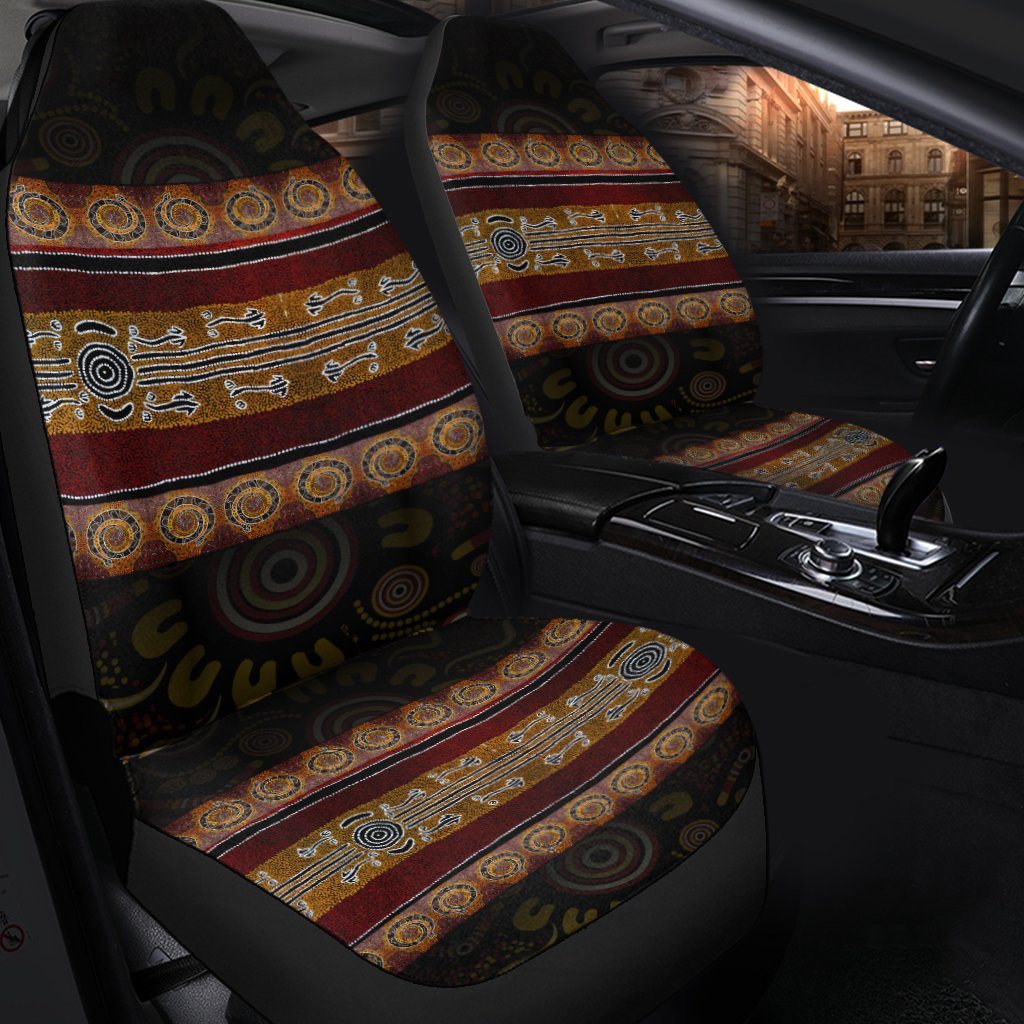 Car Seat Cover - Aboriginal Dot Panting Art Horizontal Lines - Vibe Hoodie Shop