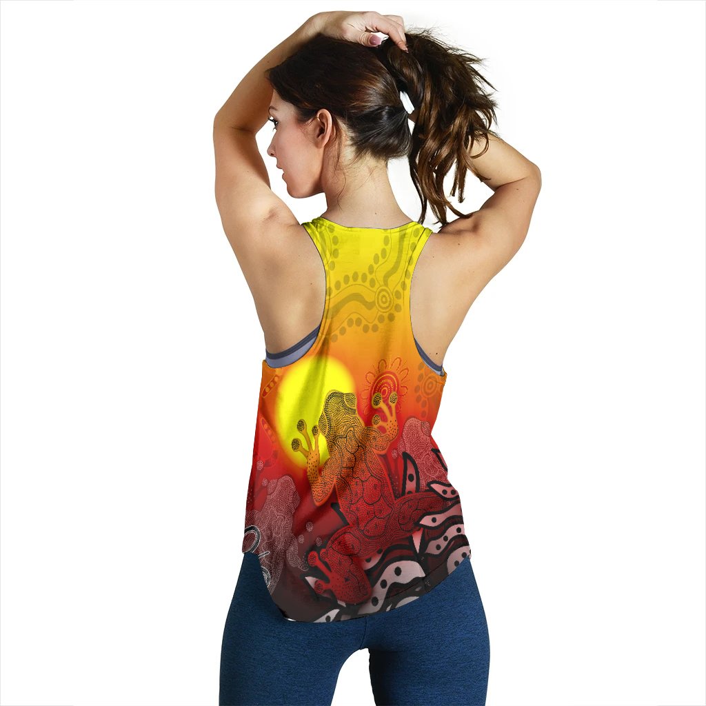 Aboriginal Women's Racerback Tank - Indigenous Frog (Red) - Vibe Hoodie Shop