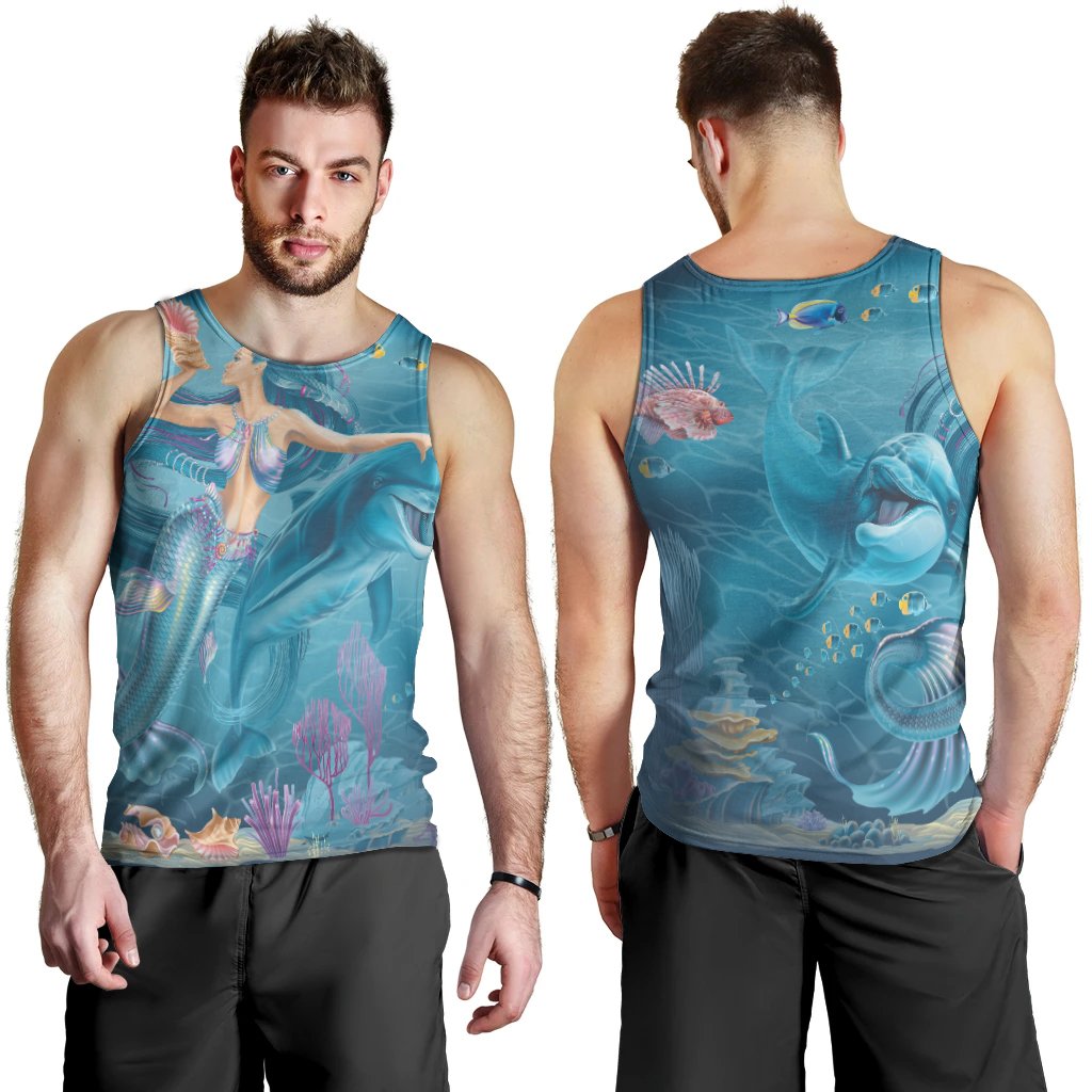 Men Tank Top - Australia Beautiful Mermaid With Dolphin - Vibe Hoodie Shop