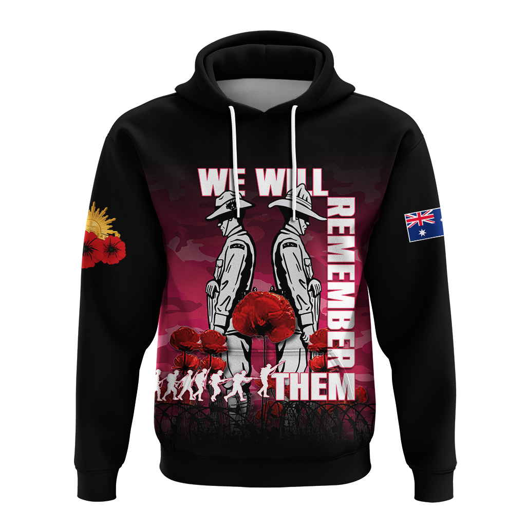 Australia ANZAC 2022 Hoodie Camouflage With Poppy Pink - LT12 - Vibe Hoodie Shop