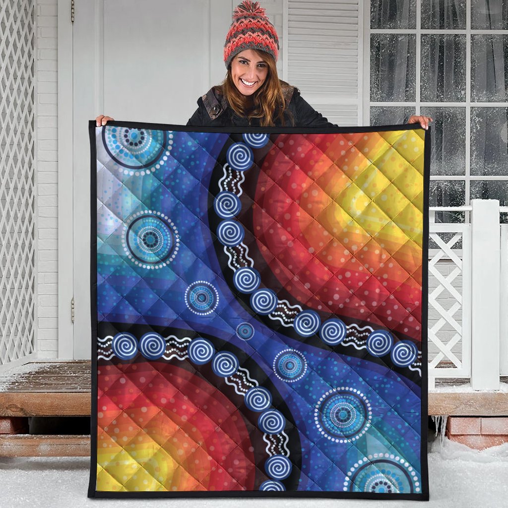 Quilts - Aboriginal Color Dot Painting - Vibe Hoodie Shop