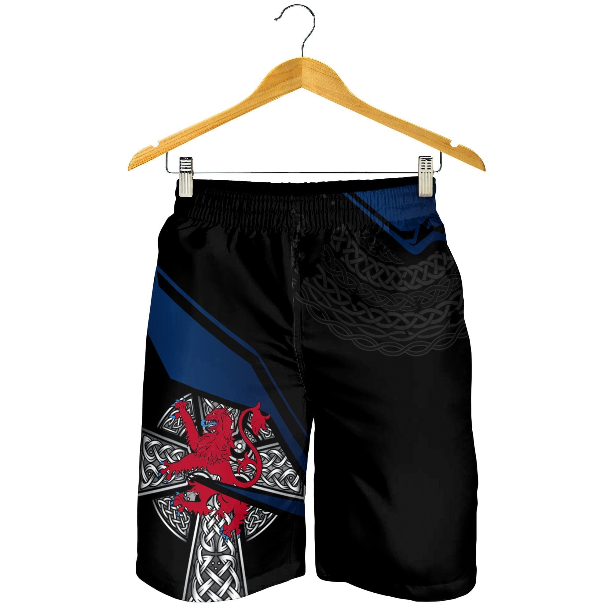 Scotland Celtic Shorts Men - Celtic Cross and Lion - Vibe Hoodie Shop