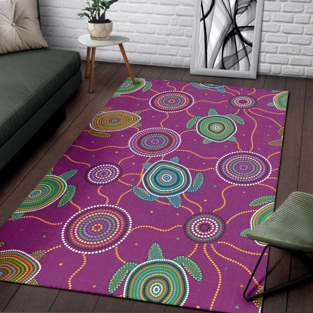 Vibe Hoodie Area Rug - Aboriginal Turtle Purple Australia Dot Patterns - RLT20 - Vibe Hoodie Shop