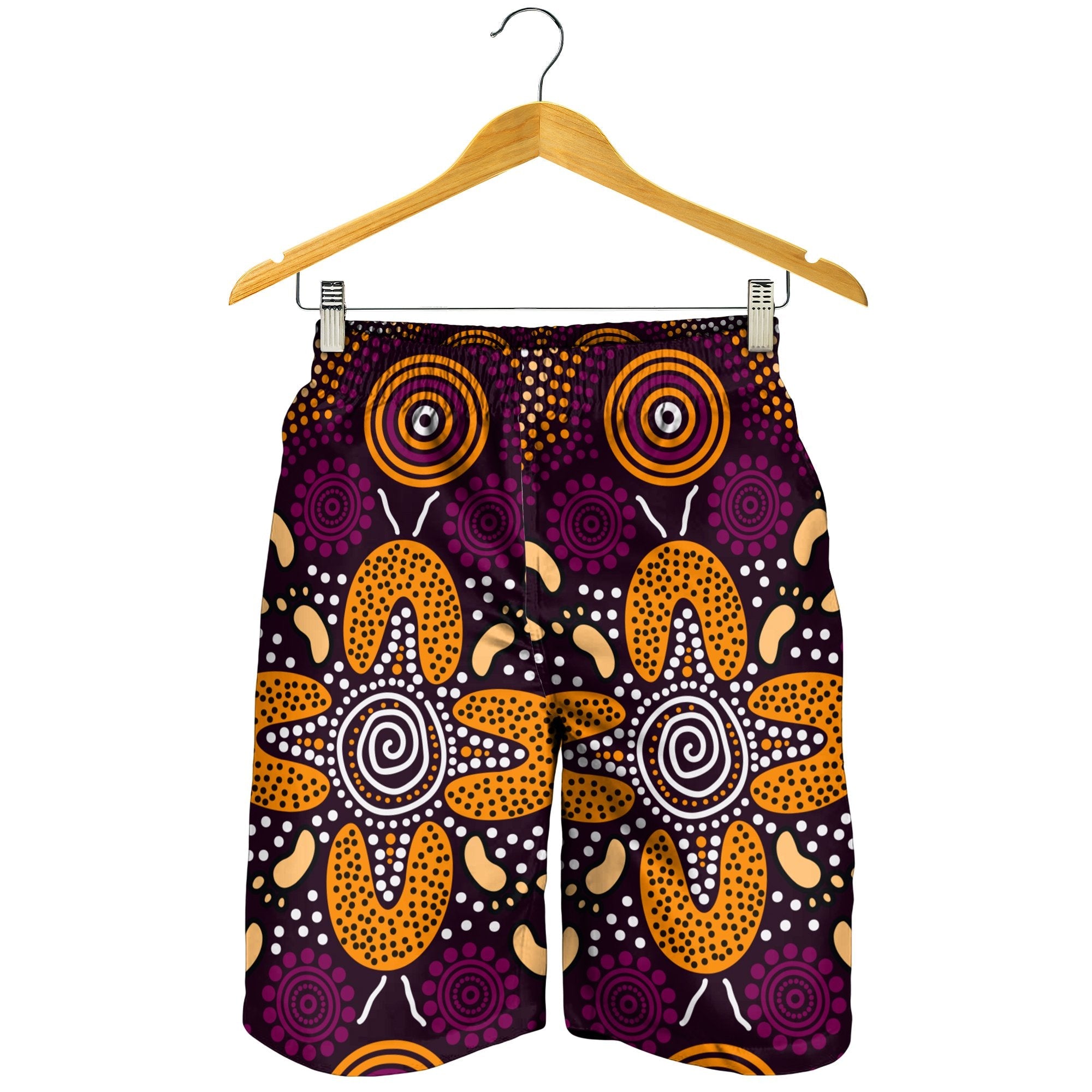 Aboriginal Men's Shorts - Flowers Dot Panting Art - Vibe Hoodie Shop