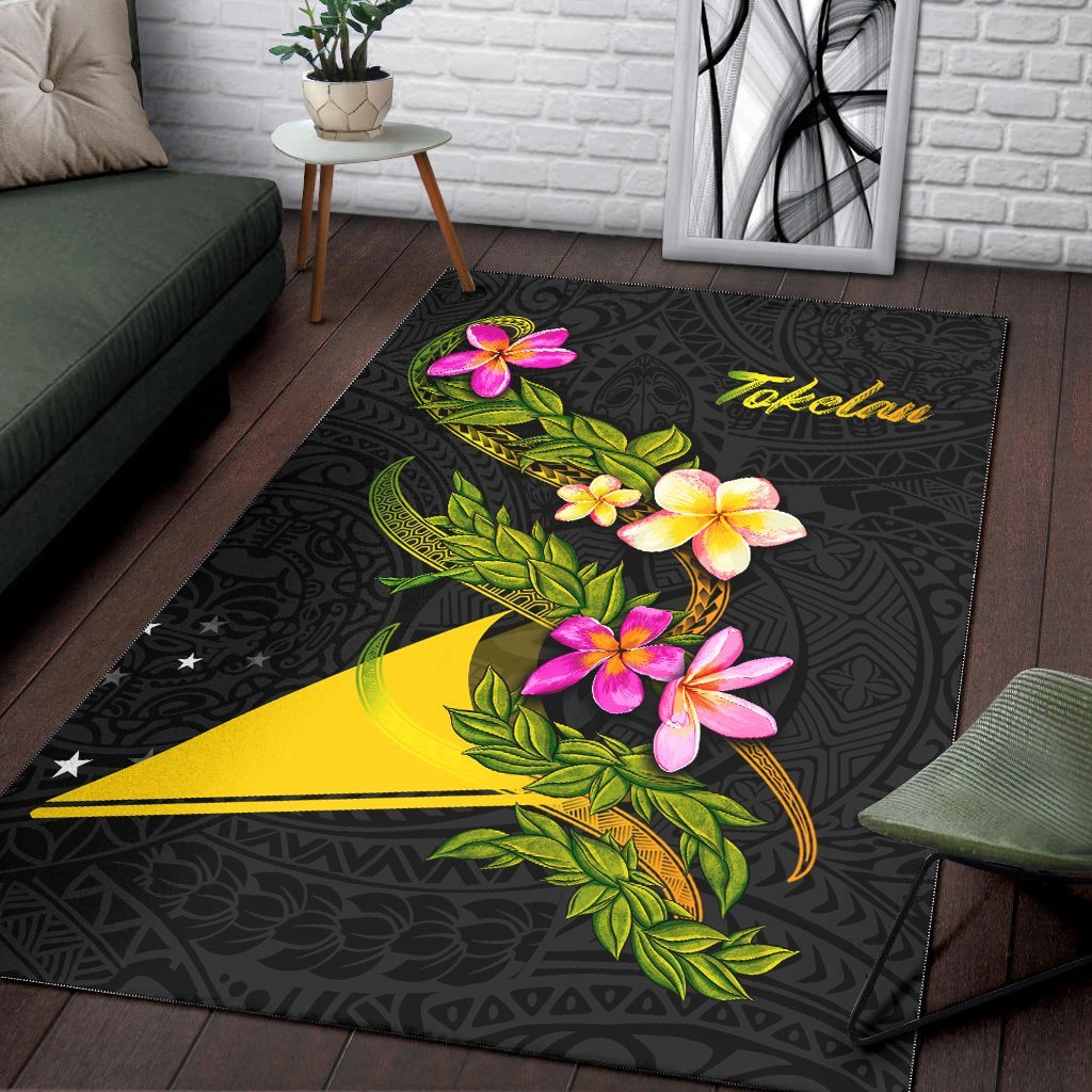 Tokelau Polynesian Area Rug - Plumeria Tribal - Vibe Hoodie Shop