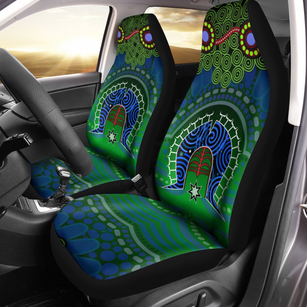 Torres Strait Car Seat Covers - Dhari And Dot Patterns - Vibe Hoodie Shop