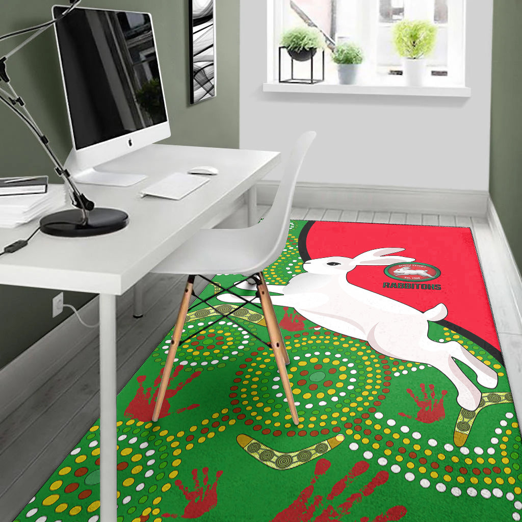 Australia Rabbitohs Area Rug - NAIDOC Pattern With Rabbits - LT20 - Vibe Hoodie Shop