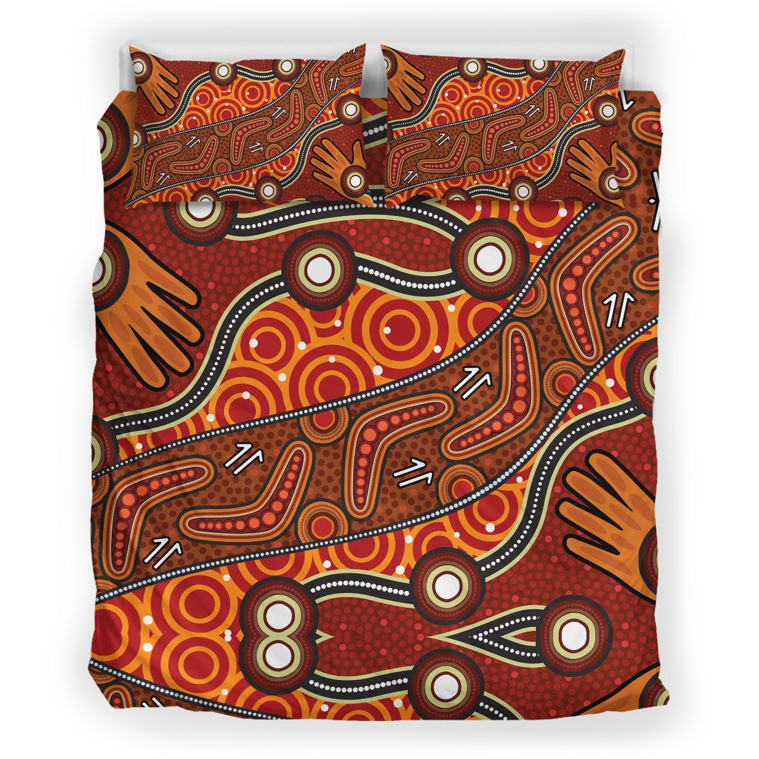 Aboriginal Bedding Set - Indegenous Dot Painting Art - Vibe Hoodie Shop