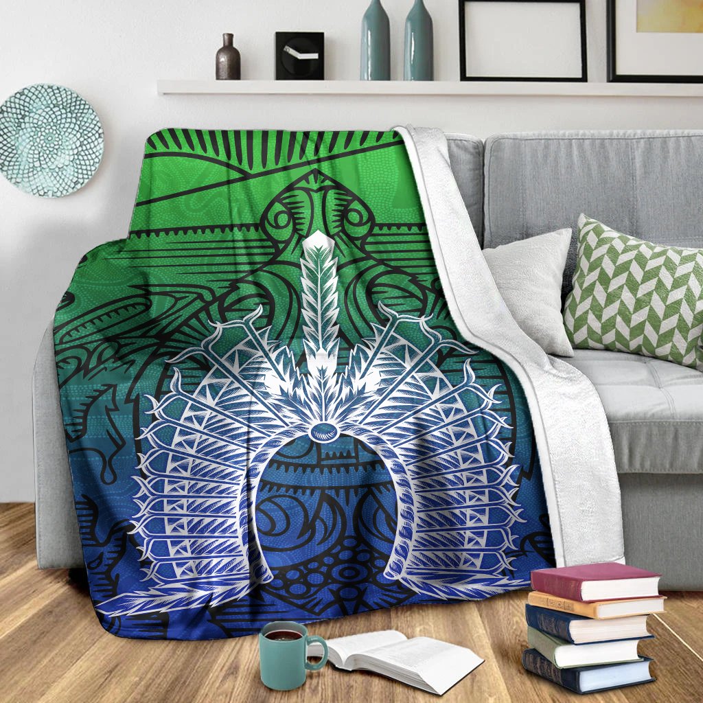 Torres Strait Islanders Premium Blanket - Turtle and Dhari Mask - Vibe Hoodie Shop