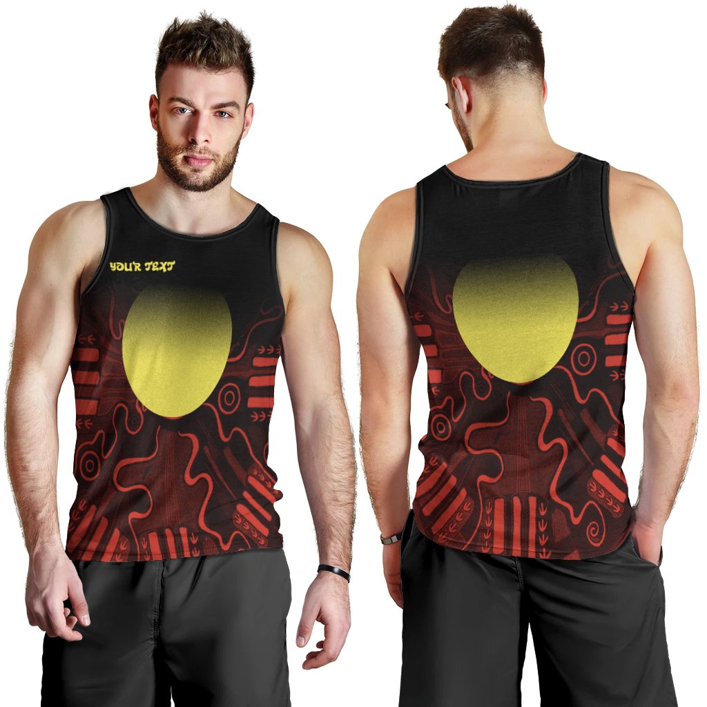 (Custom Text) Aboriginal Men's Tank Top - Indigenous Flag Grunge Style - Vibe Hoodie Shop