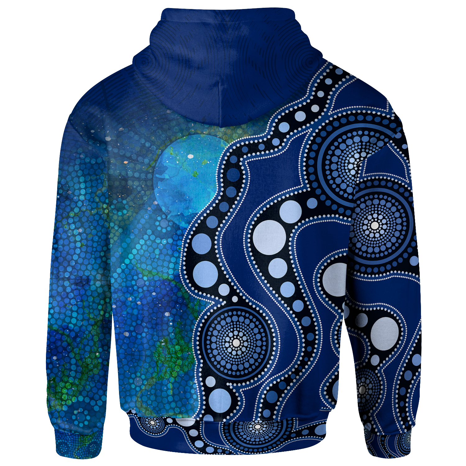 Kid Aboriginal Zip - Up Hoodie - Australia Indigenous Flag Circle Dot Painting Art (Blue) - Vibe Hoodie Shop