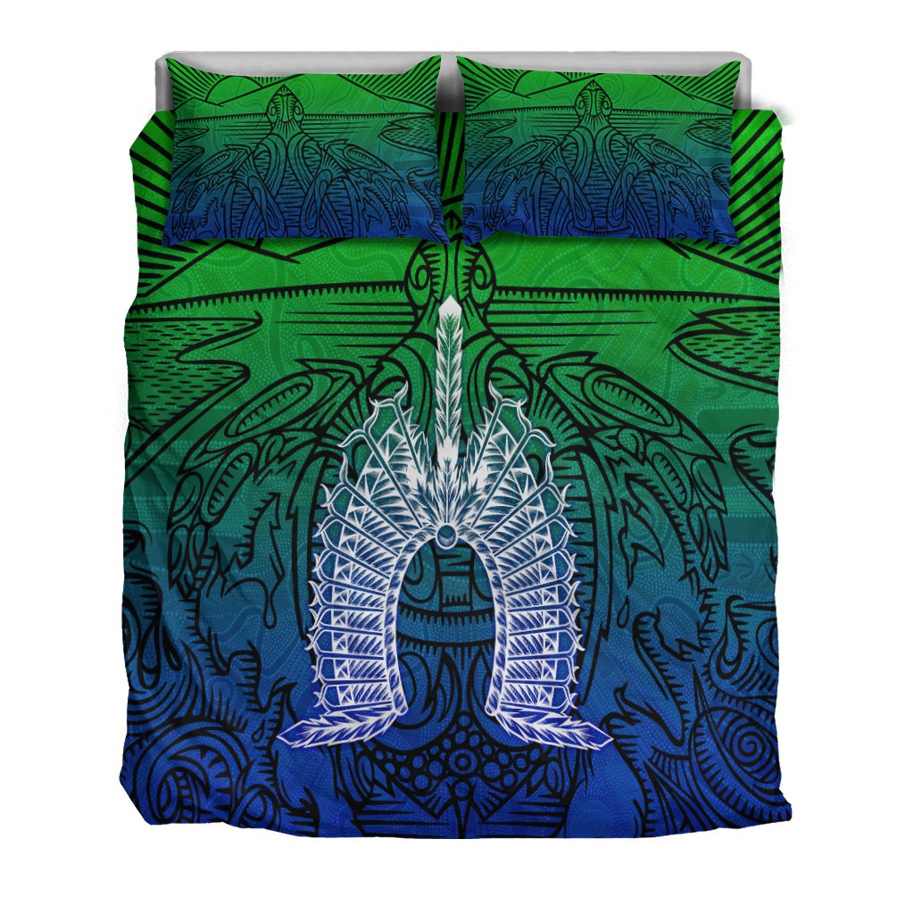 Torres Strait Islanders Bedding Set - Turtle and Dhari Mask - Vibe Hoodie Shop