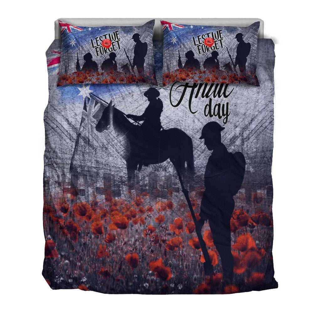 ANZAC Day Bedding Set - Lest We Forget Vintage Poppies - Vibe Hoodie Shop