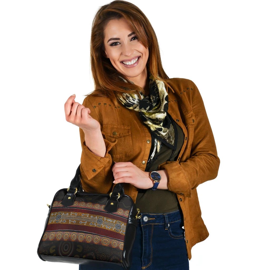 Shoulder Handbag - Aboriginal Dot Panting Art Horizontal Lines - Vibe Hoodie Shop